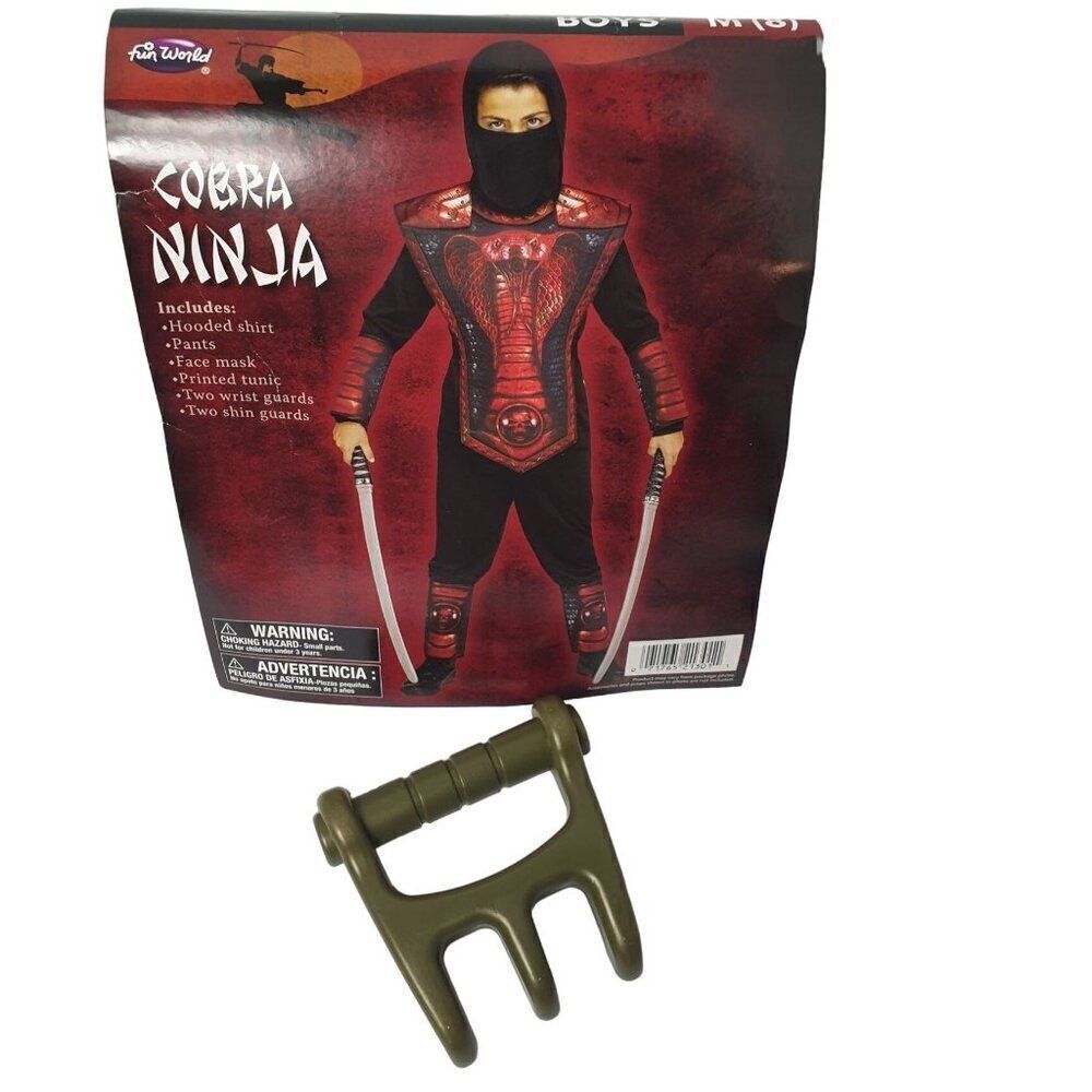 Rubies Boys Cobra Ninja Costume Deluxe Complete Set Plus Claw  M(8) NWT